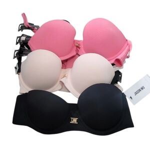 Jason Wu 3 Pack Bra Set Black Tan Pink Size 34 B NWT